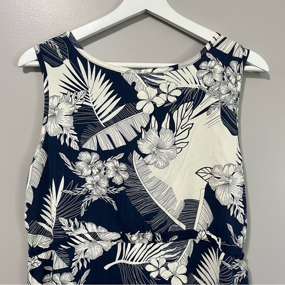 Palmwave Hawaii Sleeveless V-Neck Tropical Print Shift Dress Rayon Cinch Waist - Picture 10 of 13